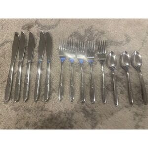 13‎ Piece VIBRANT Superior Stainless Steel INTERNATIONAL Flatware Set Vintage